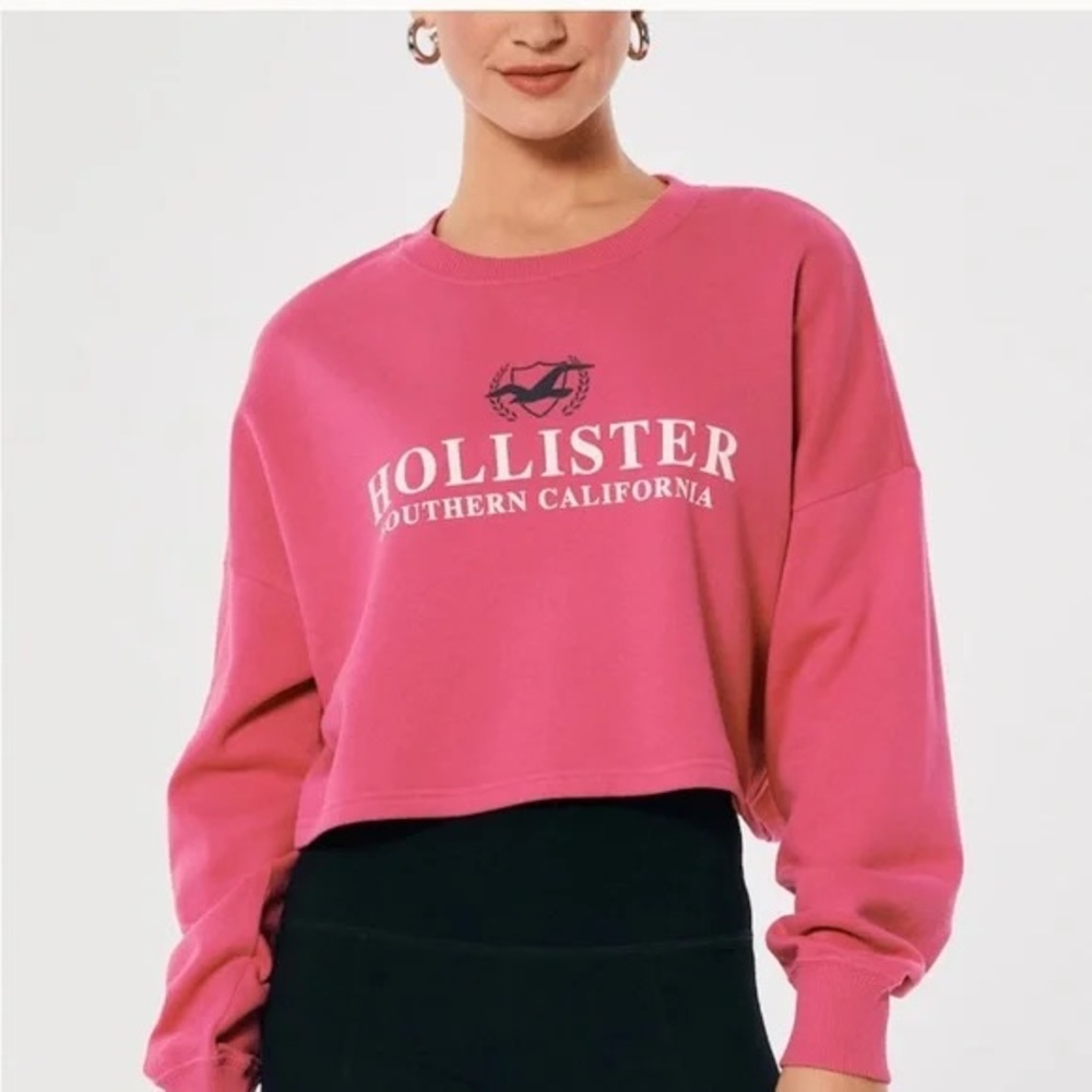 Hollister Women's Vibrant Pink Logo Sweatshirt